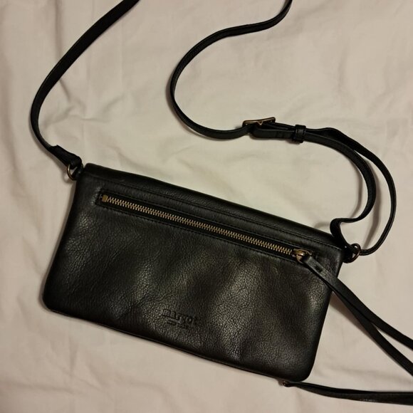 ANTHROPOLOGIE MARGOT BLACK LEATHER FOLDOVER CROSSBODY BAG - Picture 1 of 6